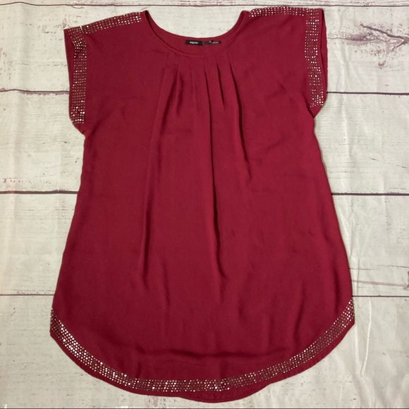 Poetry Flowy Pleated Studded Short Sleeve Dress - Picture 9 of 9